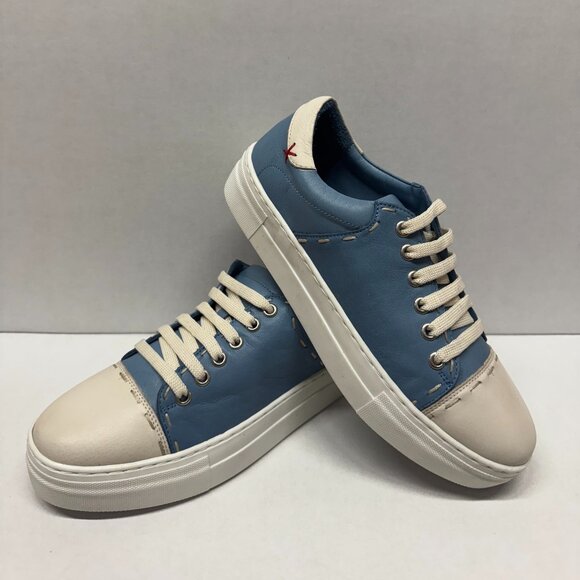 MIZ MOOZ LEATHER CASUAL LACE UP SNEAKERS BLUE 37EU / 7US S-07 - Picture 1 of 3
